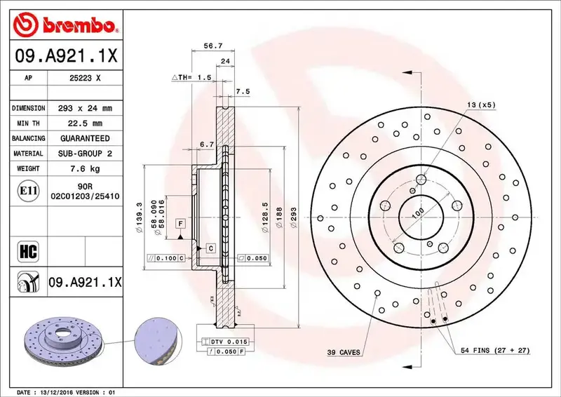 Brembo 09A9211Xc02 High-Performance Slotted Brake Rotor – Direct Replacement Disc 1